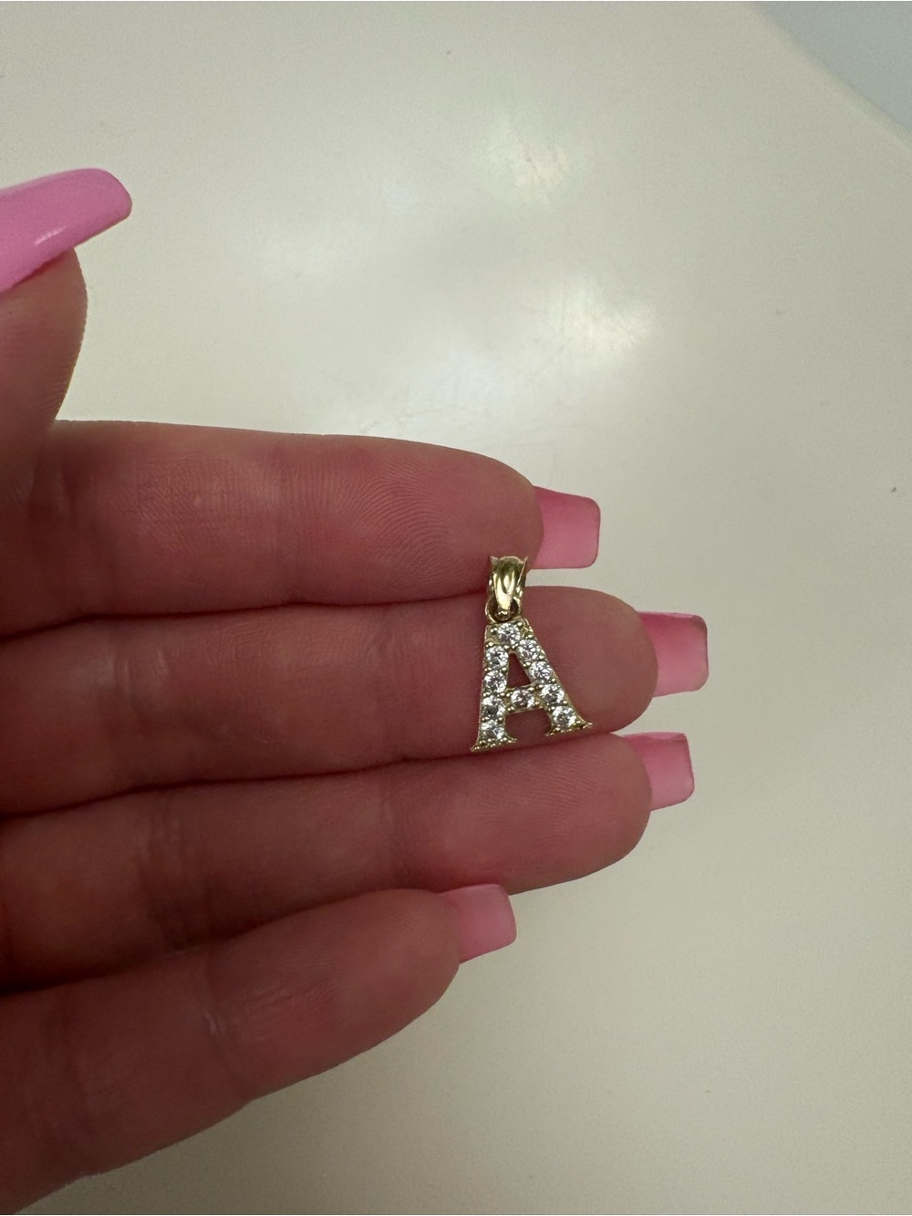 Gold Initial 'A' Pendant Necklace Charm with Crystals - Women's Jewelry